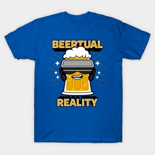 Funny Kawaii Beer Cartoon Virtual Reality Gamer AI Gift For Beer Drinkers T-Shirt